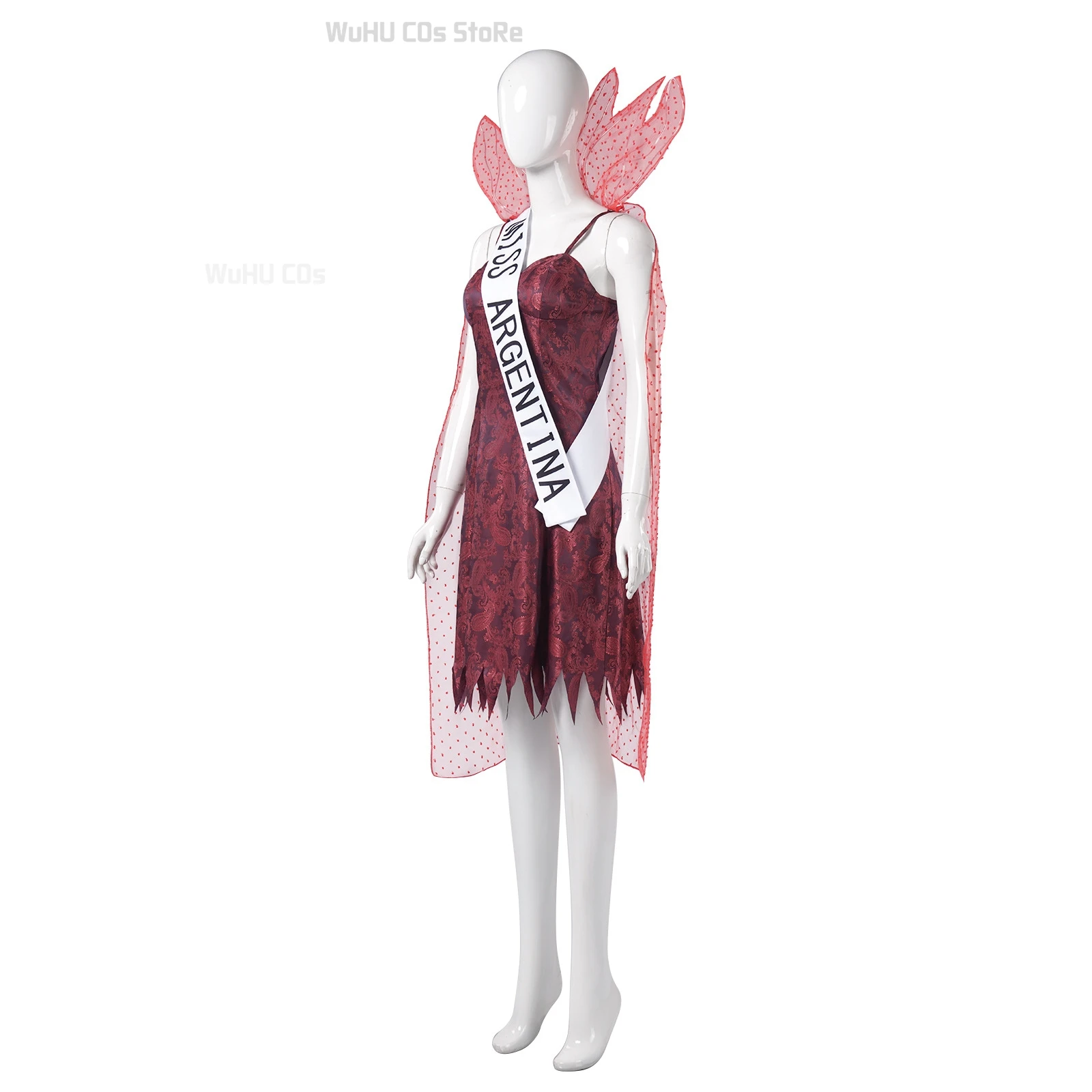 Свекла коммерческая Мисс Аргентина Dead Receptionis Косплей Костюм Плащ Парик Женский