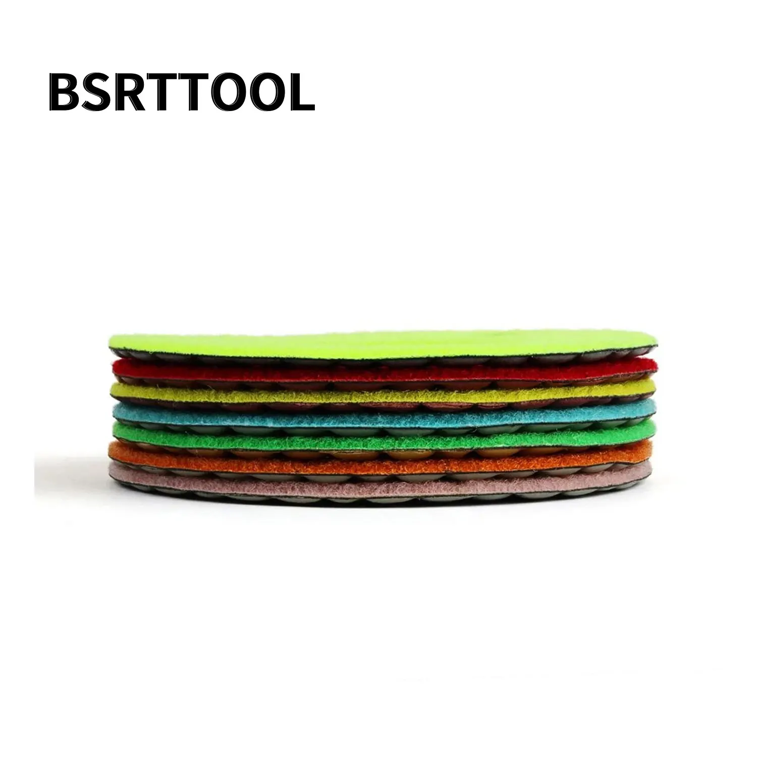 

BSRTTOOL Diamond 7 Pieces 5 Inch 130mm Hex Type Stone Grinding Disc For Marble Granite Concrete Polishing Pads