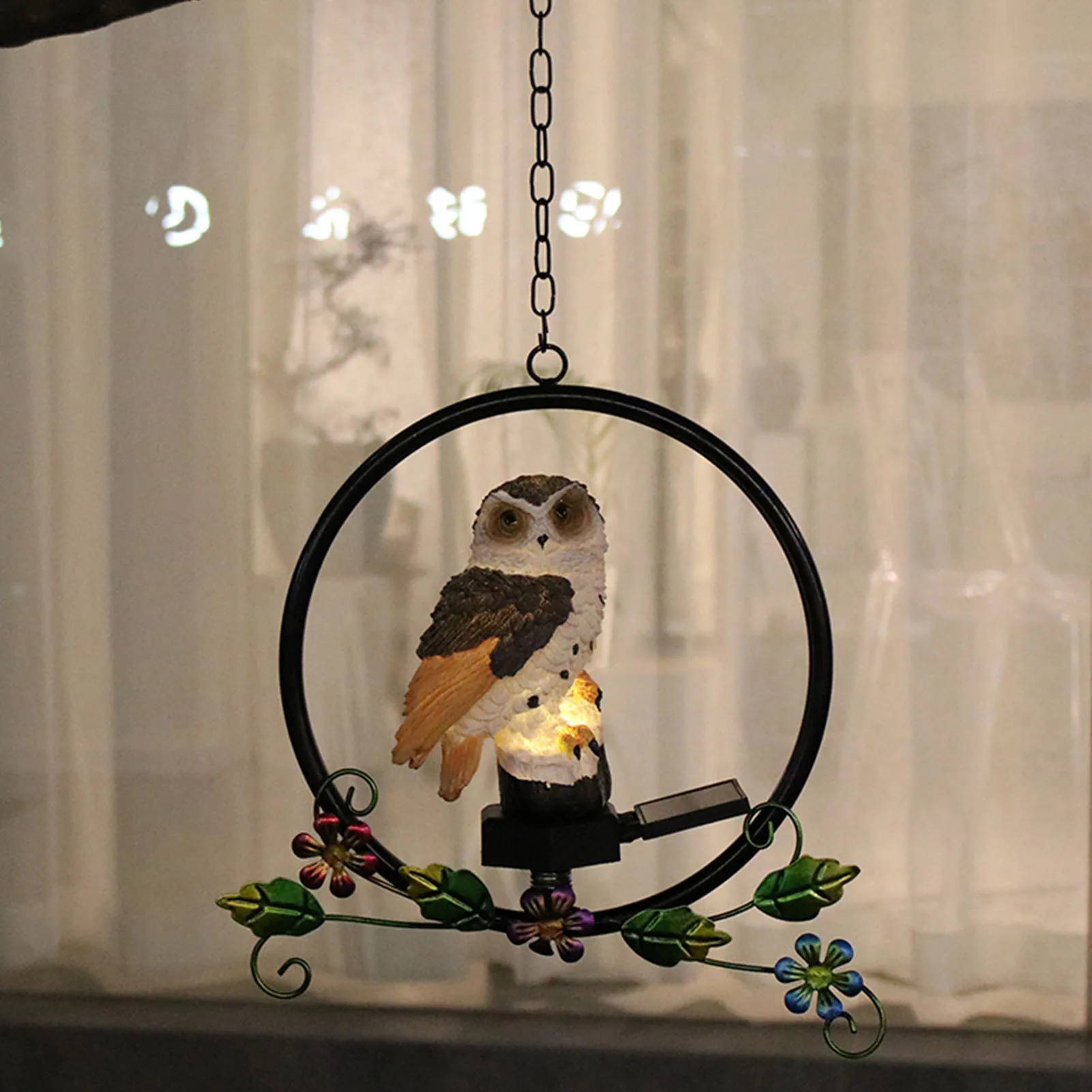 

Waterproof Owl LED Lamp Outdoor Owl Solar Lights Garden Decorative Light Hanging Swing Resin Night Light Balcony Decoration