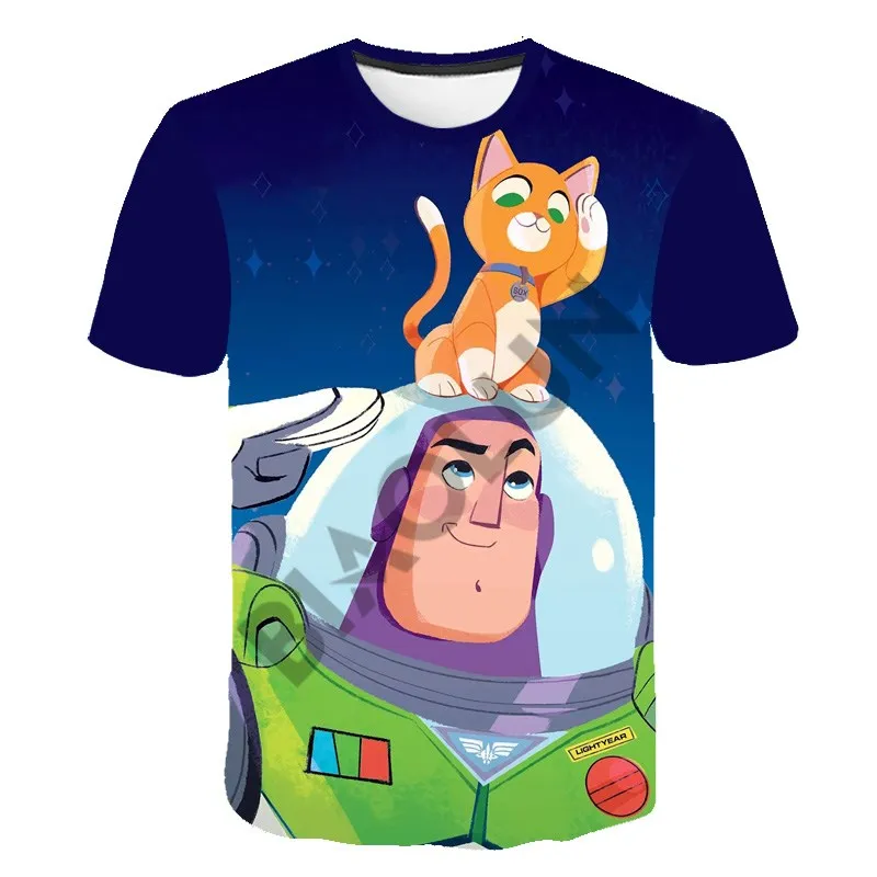 

Disney Astronaut Buzz Lightyear Sox Cat 3D Print Short Sleeve T-shirts For Kids Boys Mechanical Toy Story Cartoon Tops