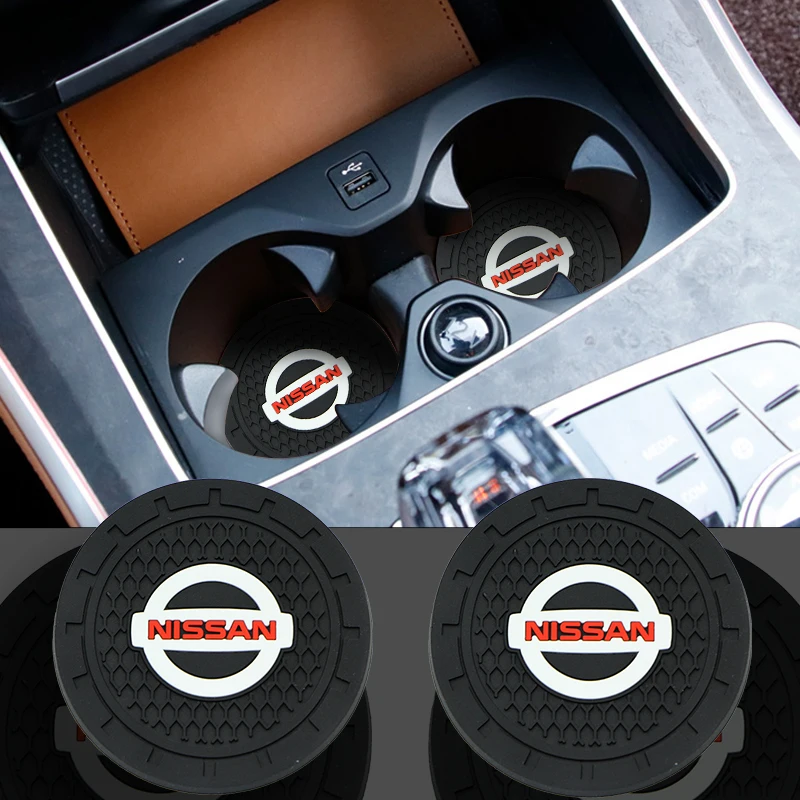 

2PCS Cup Bottle Holder Coasters Non-slip Mat Pad Auto Accessories For Nissan Qashqai X Trail Juke Tiida Sylphy Altima Sentra