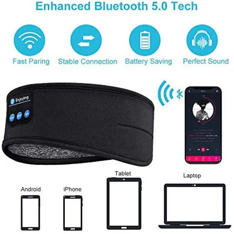 Original Wireless Bluetooth Headset Sport Sleep Headband Eye Mask Fone Bluetooth Earphones Air Pro Earbuds Wireless Headphones images - 6