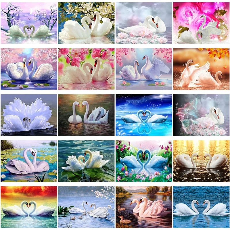 

DIY 5D Diamond Painting Swan Animal Mosaic Full Round Drill Cross Stitch Diamond Embroidery Picture Rhinestone Wall Home Decor
