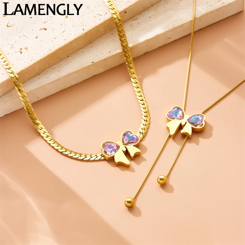 LAMENGLY Новая нержавеющая сталь 316l несколько различных цепочек цветное ожерелье с