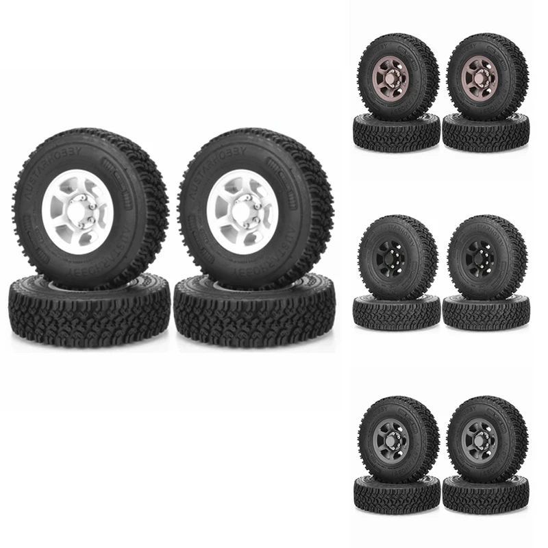 

4PCS 90Mm 1.55 Metal Beadlock Wheel Rim Rubber Tire For 1/10 RC Crawler Car Axial Yeti Jr RC4WD D90 TF2 Tamiya CC01 Kit 2