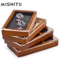 mishitu jewelry display case solid wood ring pendant organizer case necklace display tray with microfiber jewelry storage box