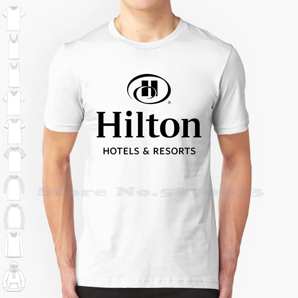 

Повседневная Уличная одежда с логотипом Хилтон, футболка с принтом логотипа, графическая футболка из 100% хлопка