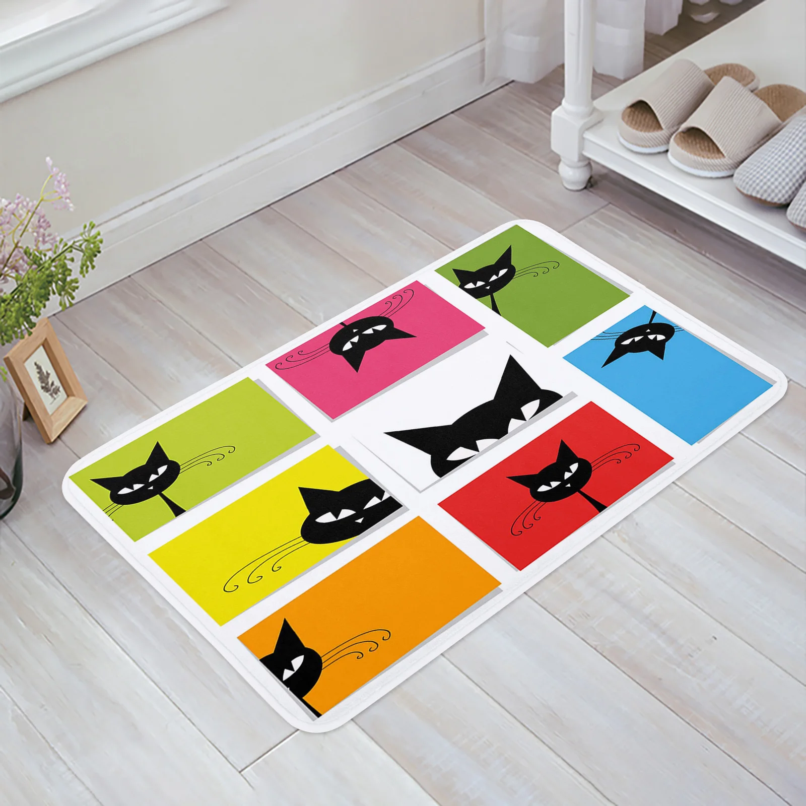 

Нашивки черного цвета с изображением животного, кошки, коврик для входной двери, современный домашний кухонный ковер для спальни, напольный...