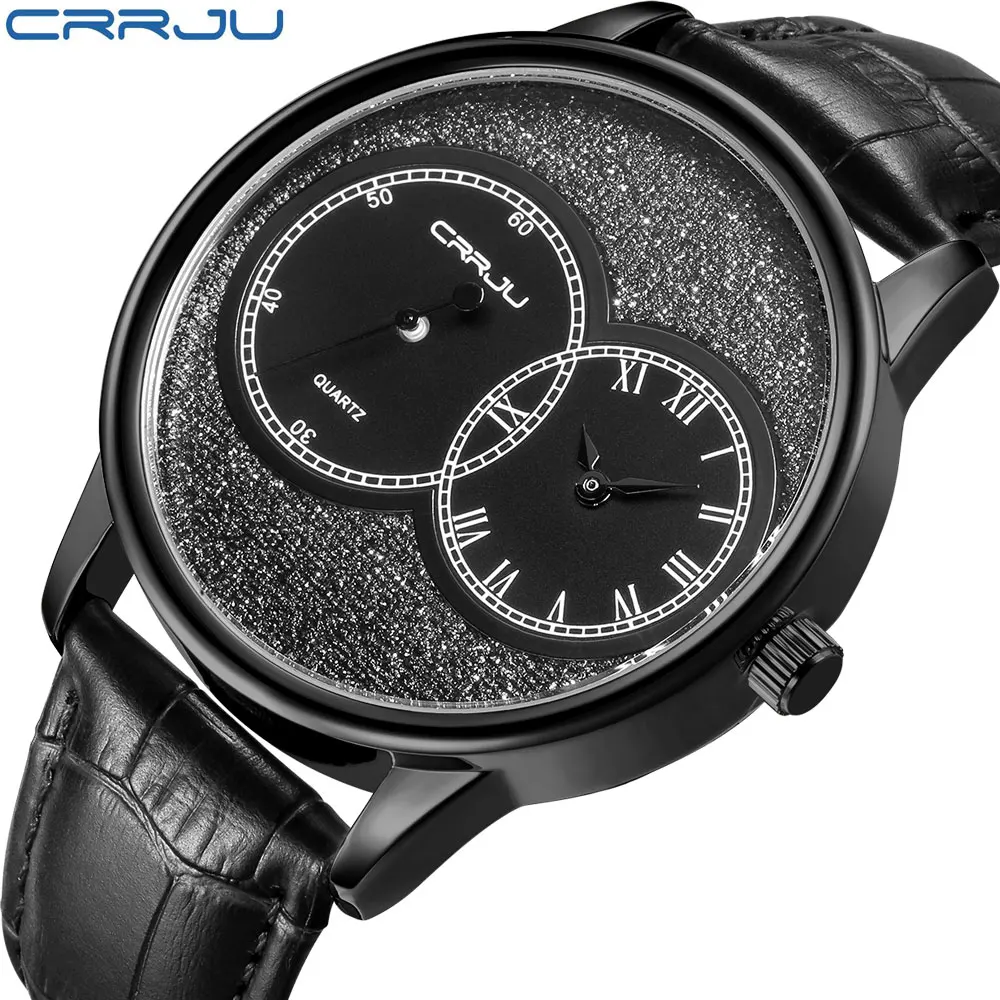 

CRRJU New Mens Watches Male Fashion Top Brand Luxury Stainless Steel Blue Quartz Watch Men Casual Sport Waterproof Watch Relojes