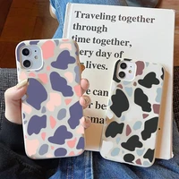 cartoon milk cow pattern phone case for iphone 11 12 13 mini pro xs max 8 7 6 6s plus x xr solid candy color case