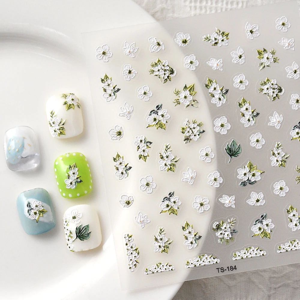 Наклейки для ногтей с выгравированными цветами