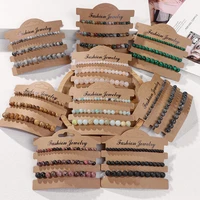 3pcsset 4 6 8 mm beads bracelets for women men natural stone stretch bracelet set labradorite lava rhodonite quartzs jewelry