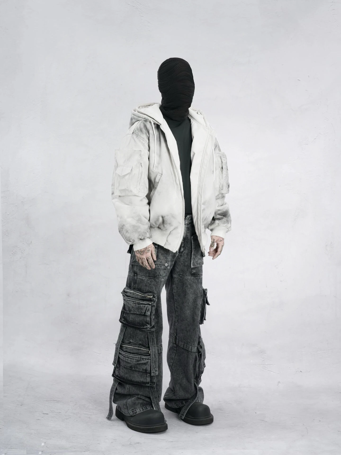 Кожаная куртка с капюшоном и карманами размер S - XXXL цвет в ассортименте