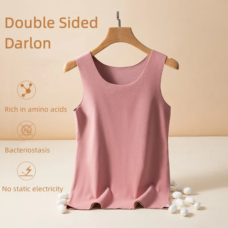 

Darlon Warm Vest Women's Winter Traceless Self Heating Sling Velvet Thickened Round Neck Close Fitting Thermal Underwear Tops