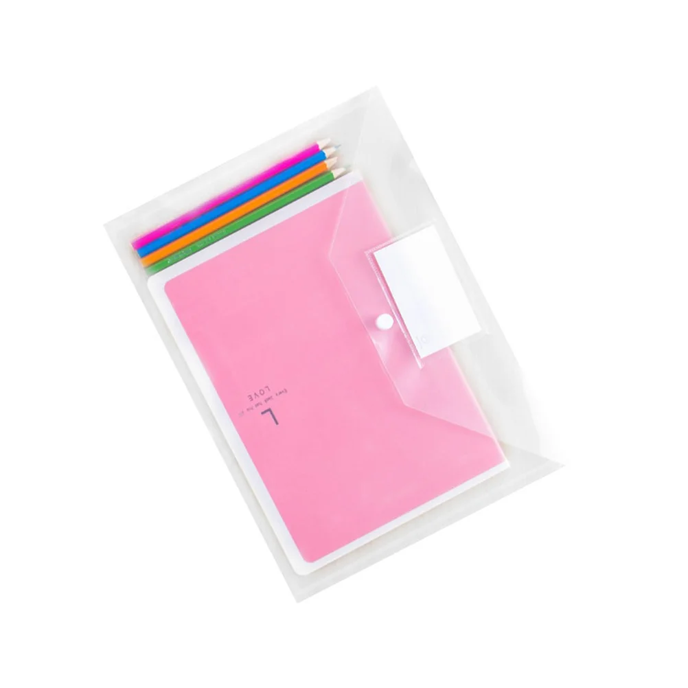

10 A4 File Document Folder Clear Transparent Document Envelope Organizer with Snap Button