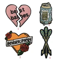 20pcslot embroidery patches arrow bottle rose heart backpack clothing decoration accessories diy iron heat transfer applique
