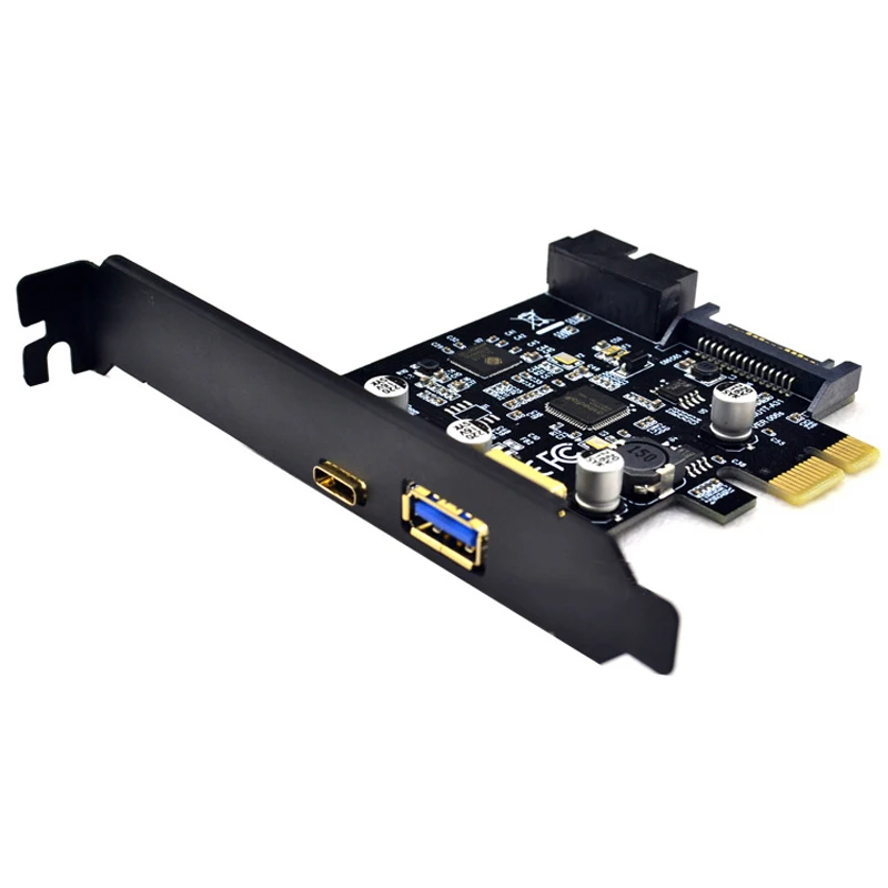 PCI Express X1 на USB 3,0, 5 Гбит/с + Type-C Плата расширения, внутренняя контактная USB двойной порт SATA источник питания PCIE USB карта расширения