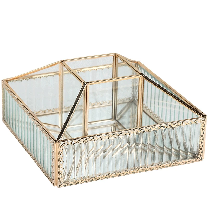 

Luxury Glass Makeup Box Rotating Cosmetic Storage Box Jewelry Brush Pencil Lipstick Holder Make Up Tool Case Organizer