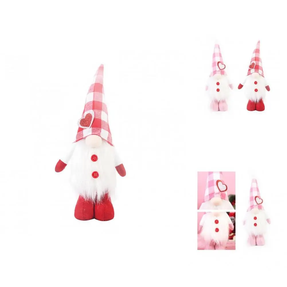 

Gnome Decoration Fashion Flannel Soft Smooth Edges Valentines Day Gnome Toy for Window Gnome Doll Elf Doll