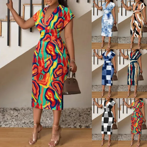 

New Of 2023 Autumn Package Hip V-neck Cultivate One's Morality Leisure Dress Sexy Commuter Female