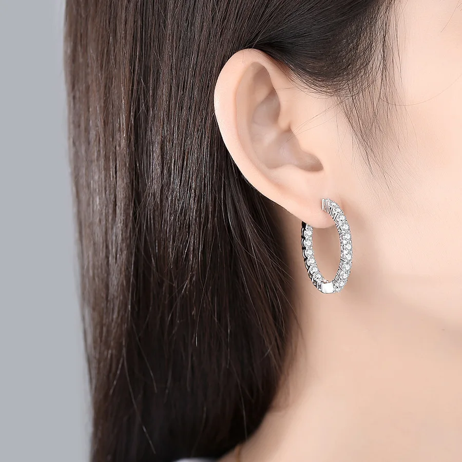 Boucles d'oreilles en argent Sterling 100% et Moissanite pour femmes, bijoux scintillants de luxe, cadeaux, 3mm, 925