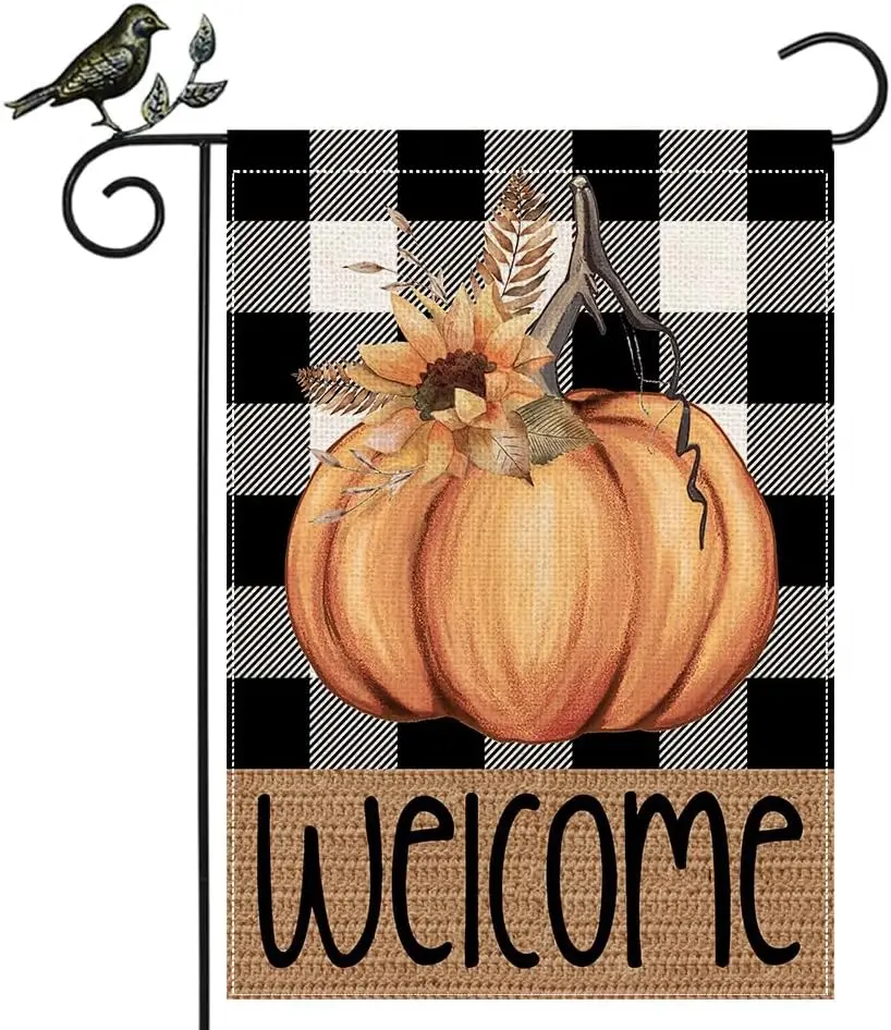 GEEORY Осенний приветственный садовый флаг 12 5 x 18 дюймов двухсторонний маленький