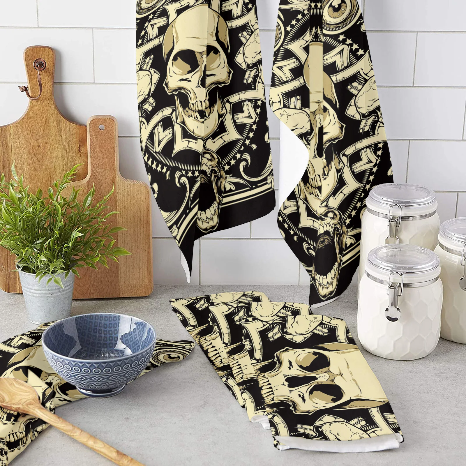 

Ужасный Череп из микрофибры, кухонное полотенце, посуда, столовая посуда, кухонная утварь