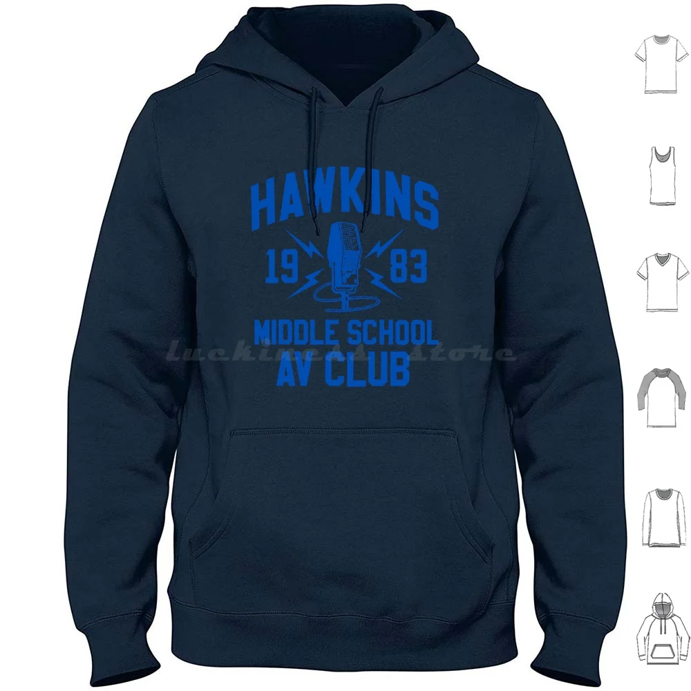 

Hawkins Middle School Av Club 1983 Hoodie cotton Long Sleeve Hawkins Hawkins Middle School Av Club Microphone 1983