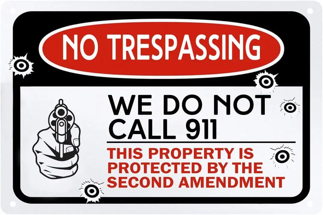 Металлический знак No TRESPASS-мы не называем 911 защиты собственности защищенный
