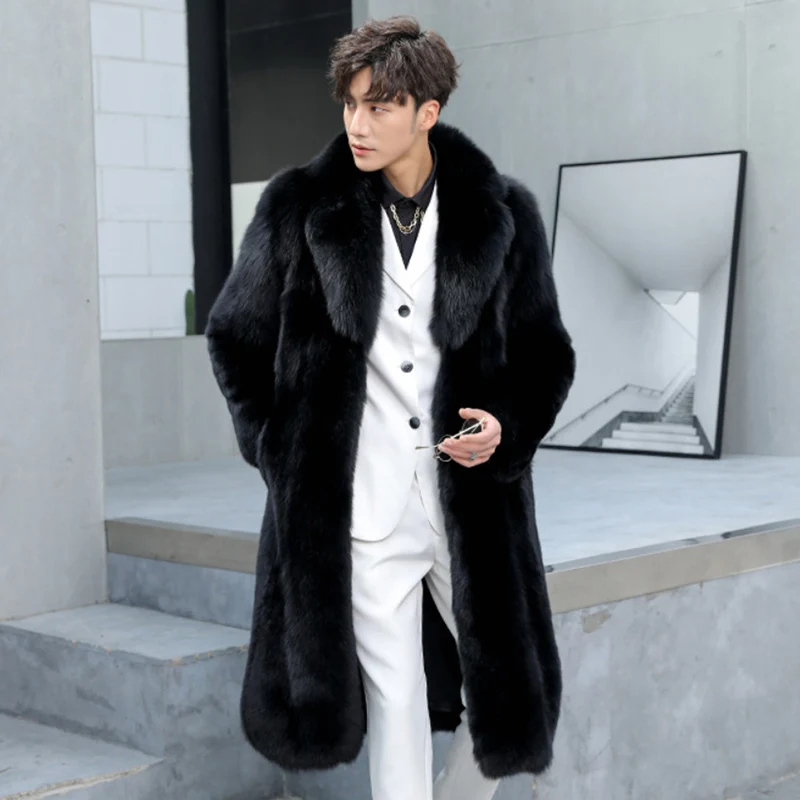 Мужское зимнее пальто из искусственного меха 2022 утолщенные пушистые длинные