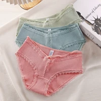 3pcs sexy underwear for women lace cotton briefs female underpants ladies solid womens panties sexy bannirou 2022 new