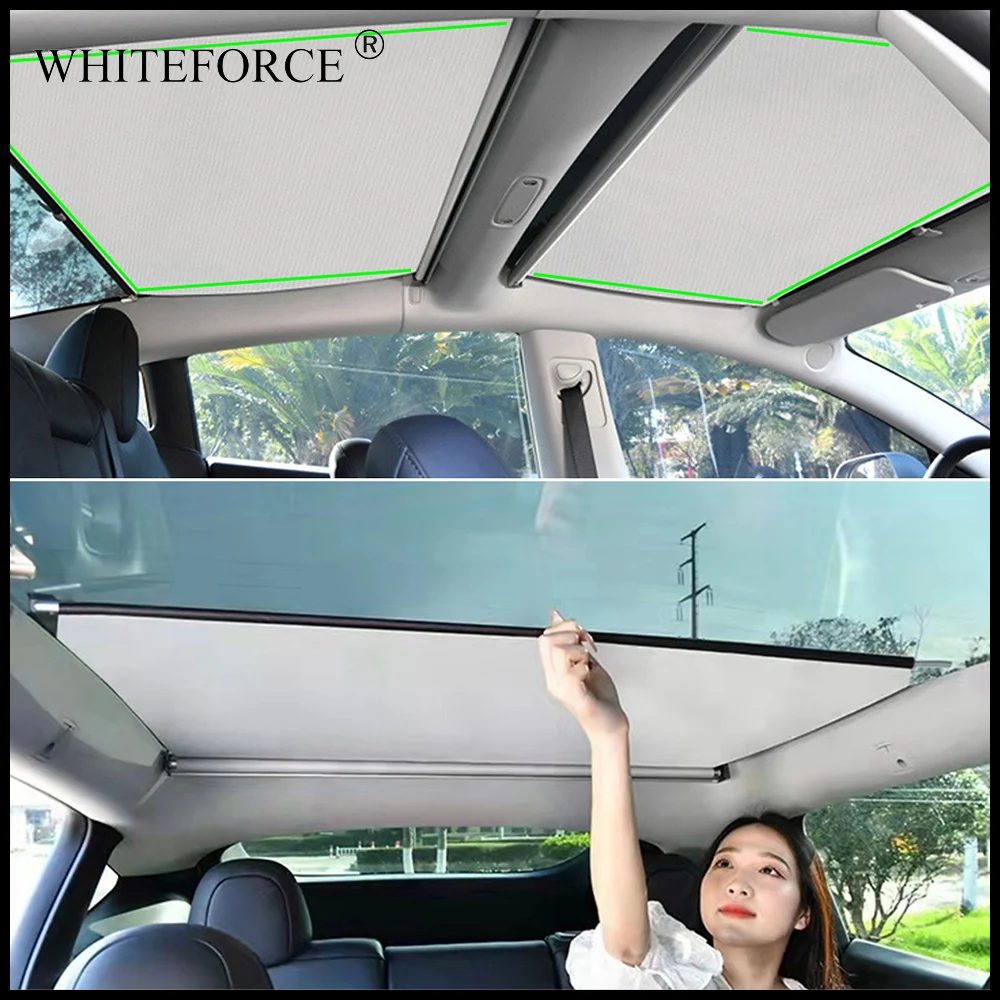 

Telescopic Sunroof Skylight Shading Sun Shades Glass Roof Sunshade Aluminum Retractable Sunshade for Tesla Model 3/Y 2017-2022