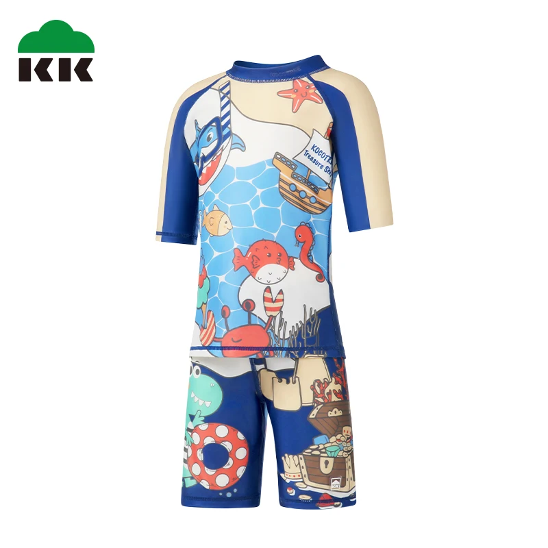 

Kocotree Children's Swimsuit Boys and Girls' Class A One Piece Short Sleeved Swimsuit Sun Protection Split Swimwear
