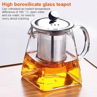 350ml teapot glass with infuser heated resistant container flower tea herbal pot mug clear kettle square filter glass tea pot te