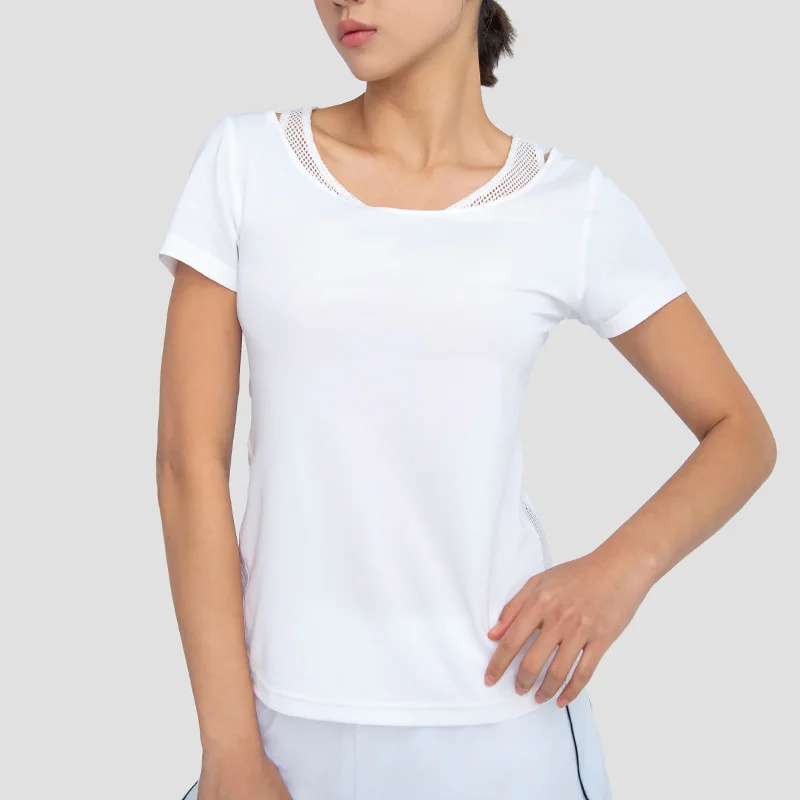 Спортивная футболка женская для тренировок в зале, быстросохнущая и дышащая, для игры в бадминтон, бега, йоги. Футболка с короткими рукавами.