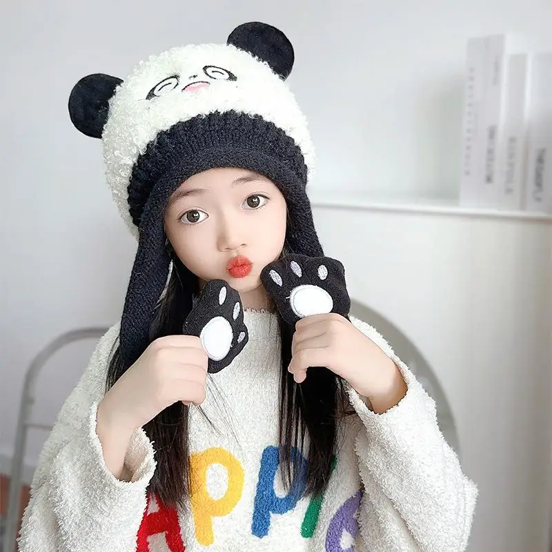 Детская шапка осенне-зимняя женская новинка 2024 детские вязаные шерстяные