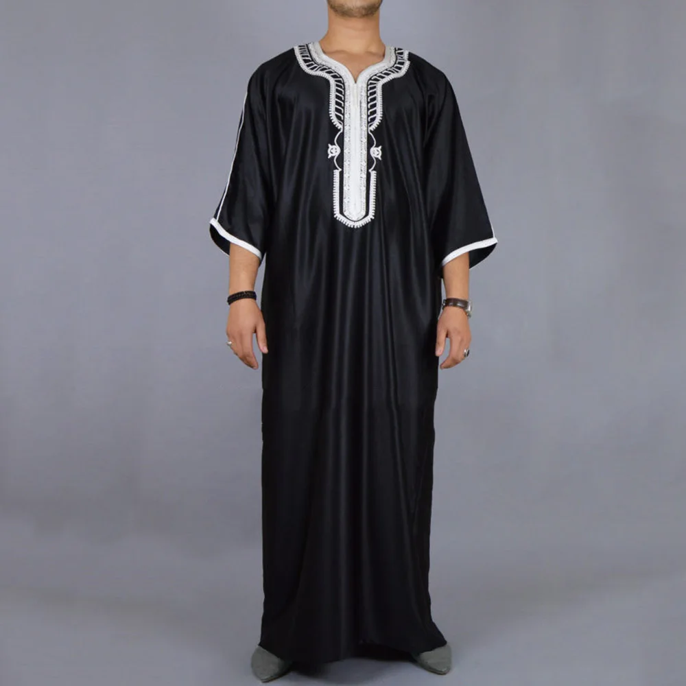 Moroccan kaftan Cotton Kaftan Long Dress For Men Durable Kaftan Robe Arab Thobe Muslim Nightshirts Pajama Clothes