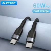 electop 3a 60w usb c cable fast charging usb type c cable phone accessories data line for xiaomi samsung laptop charger cable