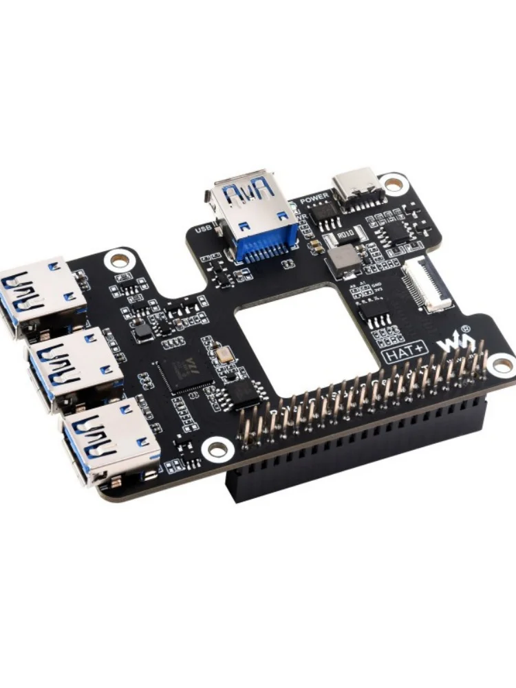 Фото PCIe To USB 3.2 Gen1 HAT для Raspberry Pi 5, PCIe to USB HUB, 4 высокоскоростных USB-порты, без драйверов, plug and play №4