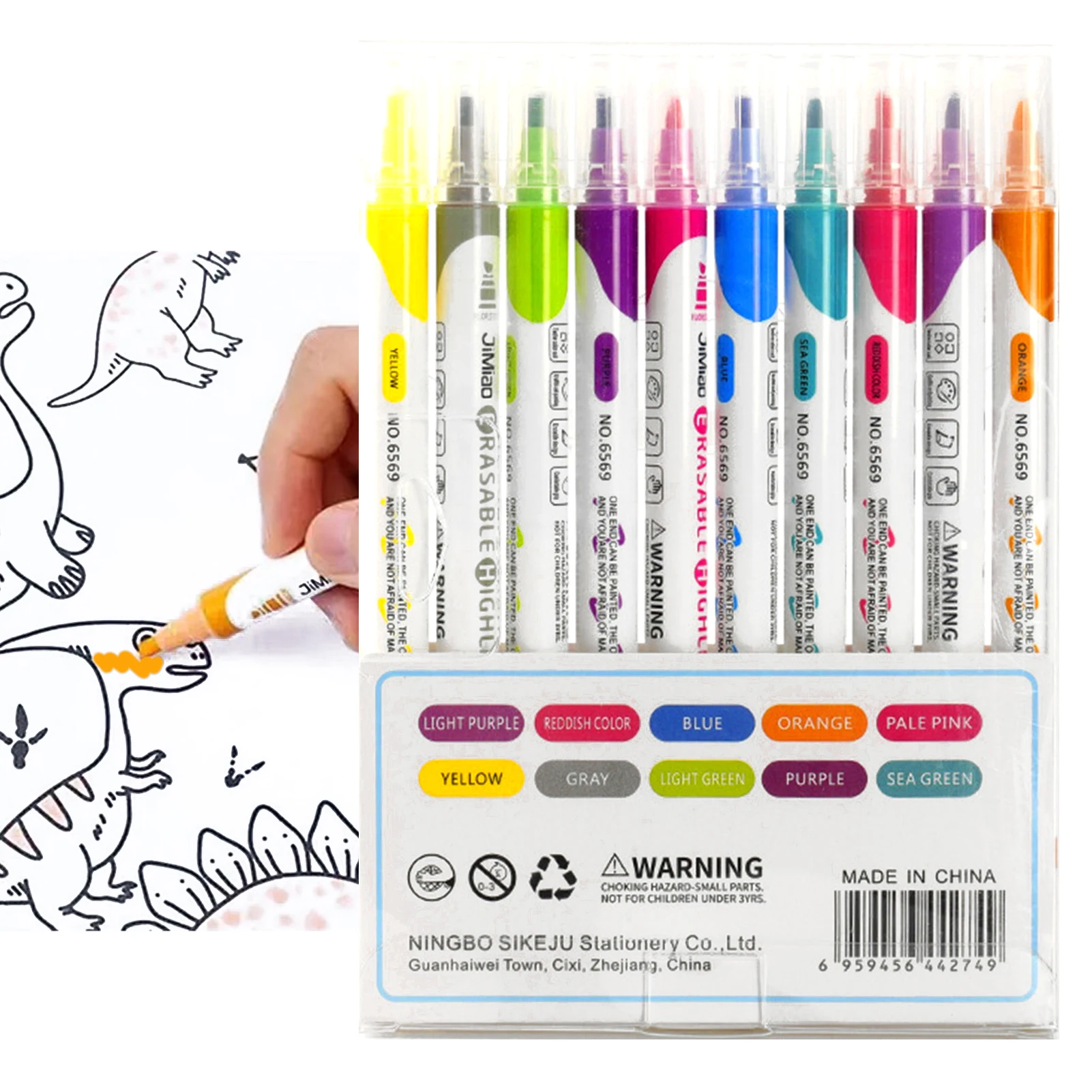 

Стираемые гелевые ручки, маркеры, маркеры, кончик с зубилом, разные цвета, чернила, 10 шт. в упаковке, двойная головка, маркер для детей, канцел...