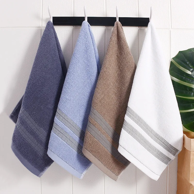 

34*74cm 100% Cotton Face Towels White Blue Brown Hair Towel For Adults Washcloths High Absorbent Home Hotel Pure Thick Towels
