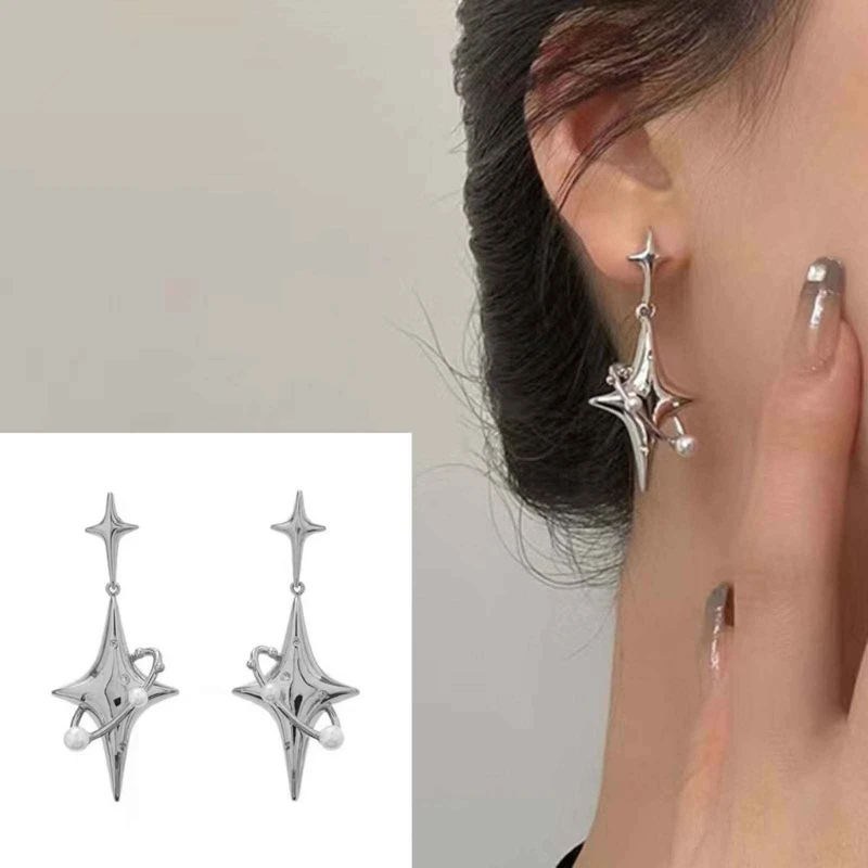 

Dangle Earrings Planet Pearl Crystal Drop Earring Statement Jewelry