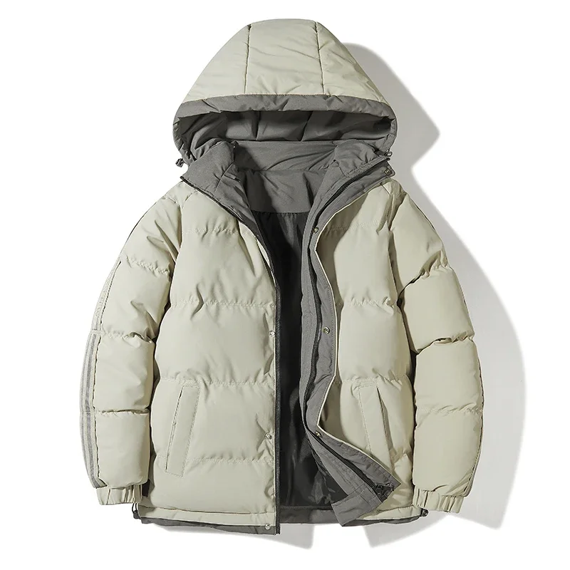 

2023 New Winter Down Cotton Coat Korean Edition Men's Warm and High Quality Solid Color Cotton Coats Luxury Men Hooded Jacket