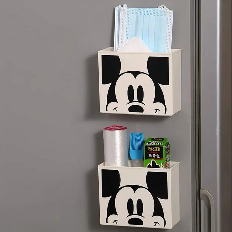 

Disney Mickey Mouse Magnetic Fridge Storage Box Cute Cartoon Pen Holder Storage Magnet Plastic Makeup Brush Storage Box