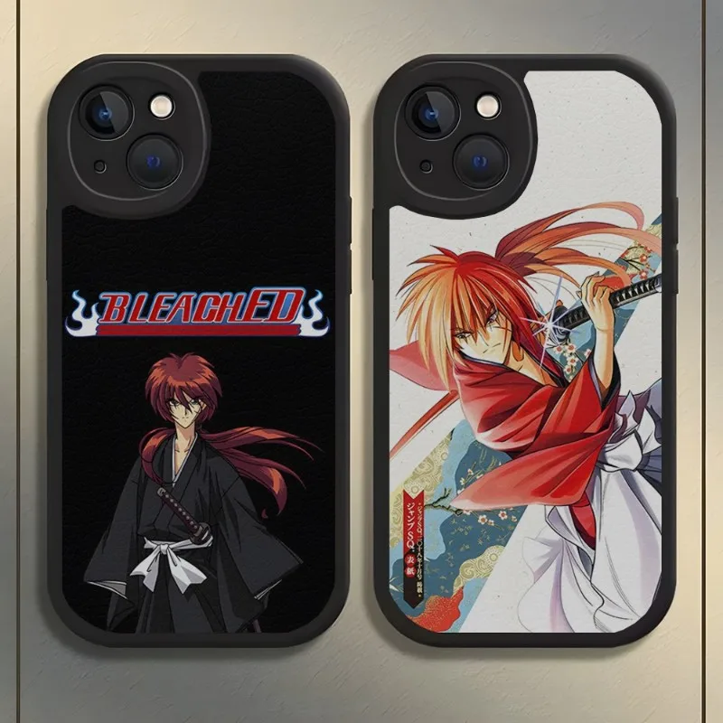 

Anime Rurouni Kenshin Phone Case Lambskin For Iphone 13 Pro Max 12 11 14 Mini X Xr Xs 8 7 Puls Se Luxury Mobile Design Cover
