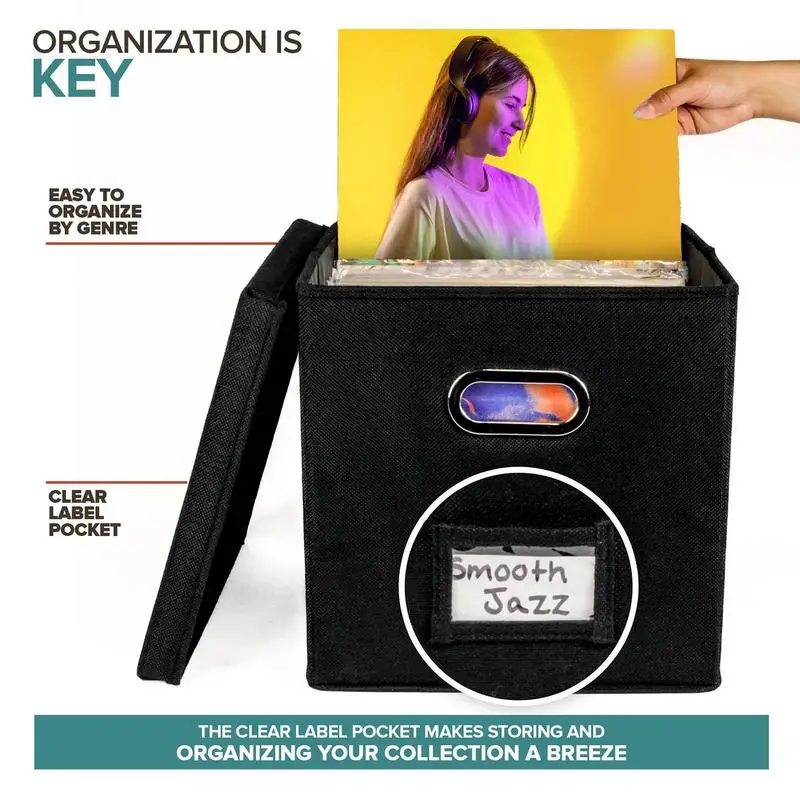 12-дюймовые виниловые ящики для хранения записей с крышками и ручками стильный