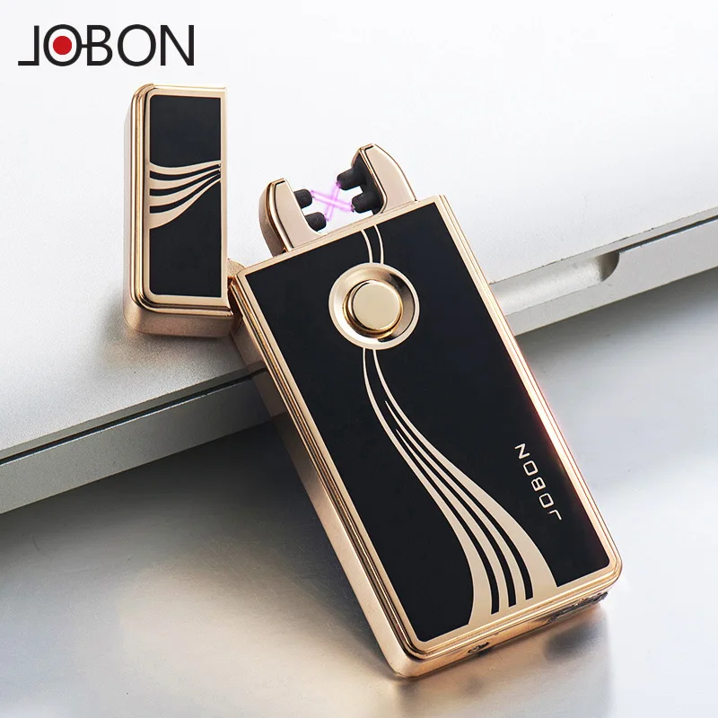 

JOBON Metal Pulse Dual Arc Smart Button USB Rechargeable Lighter Outdoor Windproof Large Fire Portable Luxury Gift for Men