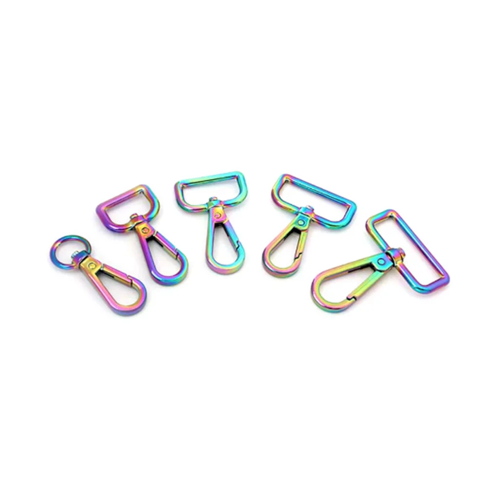 

10-50pcs 13-19-26-32-38mm NEW Rainbow trigger snap hook metal swivel clasp lobster claws swivel hooks wholesale