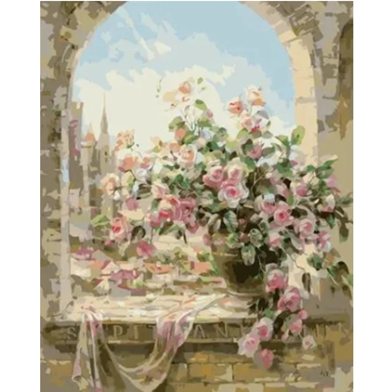 

Diamond Painting Pink Flower 5d Diy Mosaic Full Square Round Drill Diamant Of Rhinestone Daimond Embroidery Pictures