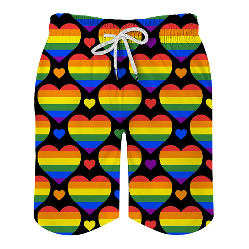 Шорты мужские пляжные быстросохнущие с 3D-принтом радуги
